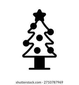 Un icono de glifo visualmente atractivo del árbol de Navidad