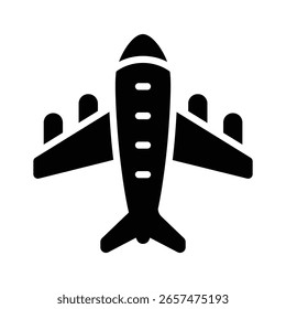 Glifo visualmente atractivo icono de vuelo de avión comercial