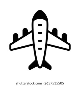Glifo visualmente atractivo icono de vuelo de avión comercial
