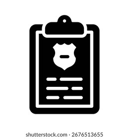 Glifo visualmente atractivo icono de informe policial detallado