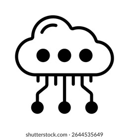 Visually appealing glyph icon of digital cloud storage