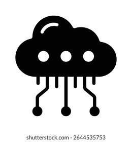 Visually appealing glyph icon of digital cloud storage