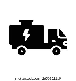 A visually appealing glyph icon of fuel tank truck