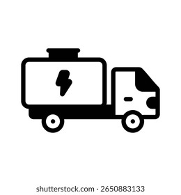 A visually appealing glyph icon of fuel tank truck