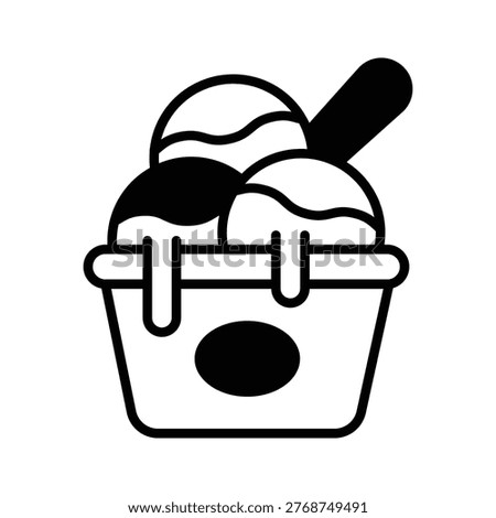 A visually appealing glyph icon of ice cream cup