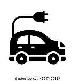 Visually appealing glyph icon of modern electric car