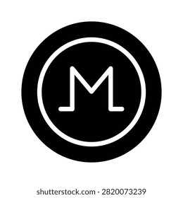 Visually appealing glyph icon monero cryptocurrency token.