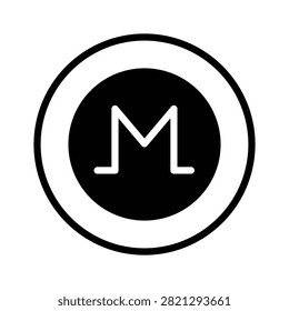 Visually appealing glyph icon monero cryptocurrency token.