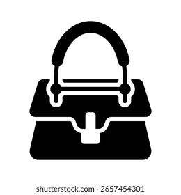 Visually appealing glyph icon showing ladies fashion handbag