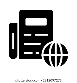 A visually appealing glyph icon showing worldwide journalism and breaking news.