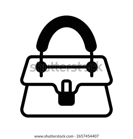 Visually appealing glyph icon showing ladies fashion handbag