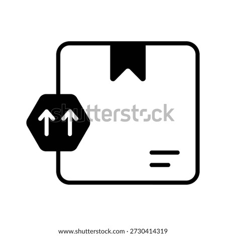 A visually appealing glyph icon showing handle with care instruction