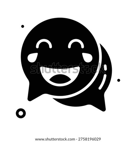 A visually appealing glyph icon showing laughing chat bubble