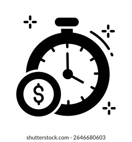 Visually appealing glyph icon of time is money