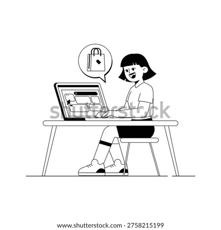 A visually appealing glyph illustration of online shopping