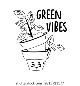Visually appealing glyph sticker of eco friendly plants are ready for use