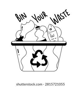 Visually appealing glyph sticker of recycling bins are ready for download