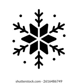 A visually appealing glyph style icon of snowflake