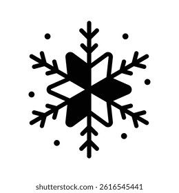 A visually appealing glyph style icon of snowflake