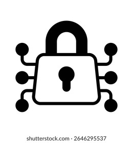 Visually appealing glyph style icon depicting digital lock