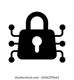 Visually appealing glyph style icon depicting digital lock