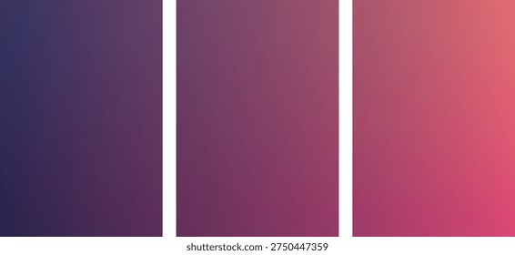 A visually appealing gradient color palette featuring smooth transitions from deep purple to rich magenta and warm coral, separated by crisp white vertical lines, creating a modern and dynamic aesthe.