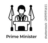 Visually appealing icon of prime minister in trendy style, ready for premium use