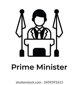 Visually appealing icon of prime minister in trendy style, ready for premium use