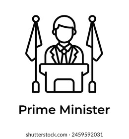 Visually appealing icon of prime minister in trendy style, ready for premium use