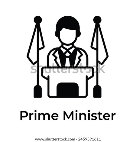 Visually appealing icon of prime minister in trendy style, ready for premium use