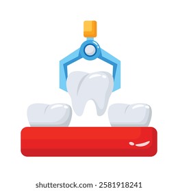 Visually appealing icon of tooth extraction in trendy design style