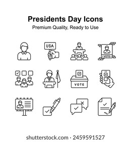 Visually appealing icons set of presidents day, ready to use in your websites and mobile apps