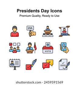 Visually appealing icons set of presidents day, ready to use in your websites and mobile apps