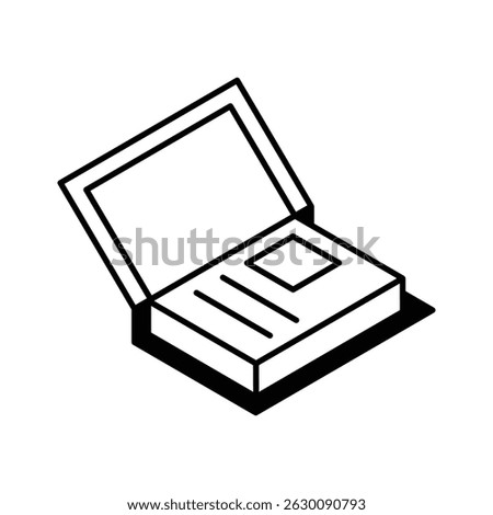 A visually appealing isometric filled icon of handbook