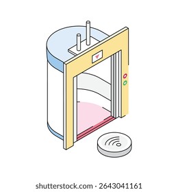 Visually appealing isometric icon of elevator open door
