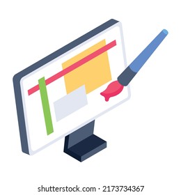 A visually appealing isometric icon of painting canvas