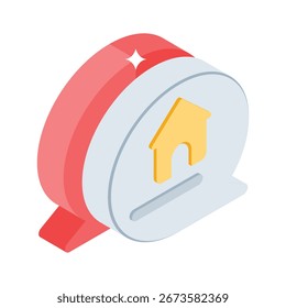 Visually appealing isometric icon of property chat bubble