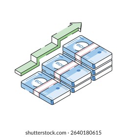 A visually appealing isometric icon showing business profit