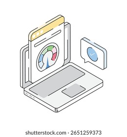 A visually appealing isometric icon showing web performance metrics
