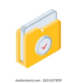 Visually appealing isometric icon showing folder check process