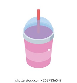 Visually appealing isometric icon of smoothie drink cup