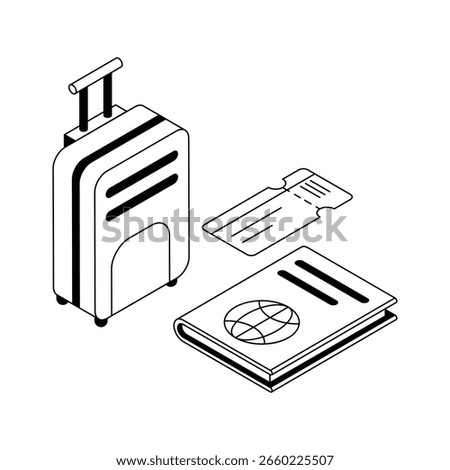 A visually appealing isometric icon of travel passport