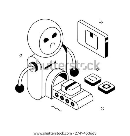 A visually appealing isometric illustration of ai automation