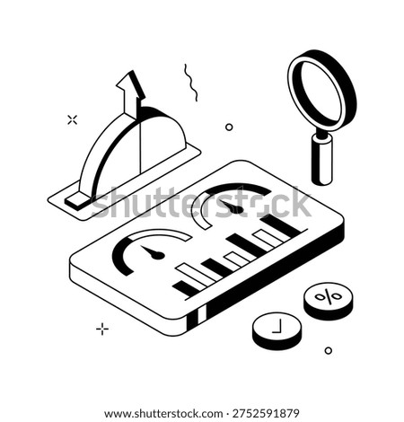 A visually appealing isometric illustration of business monitoring
