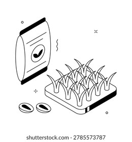 Visually appealing isometric illustration of crop growth and cultivation process