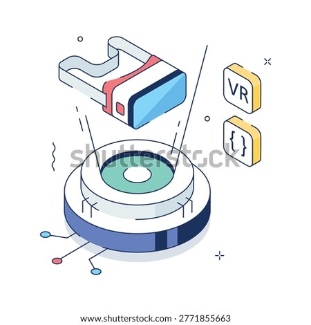 A visually appealing isometric illustration of digital particles and data