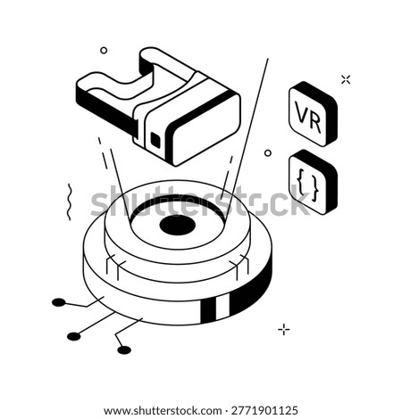 A visually appealing isometric illustration of digital particles and data