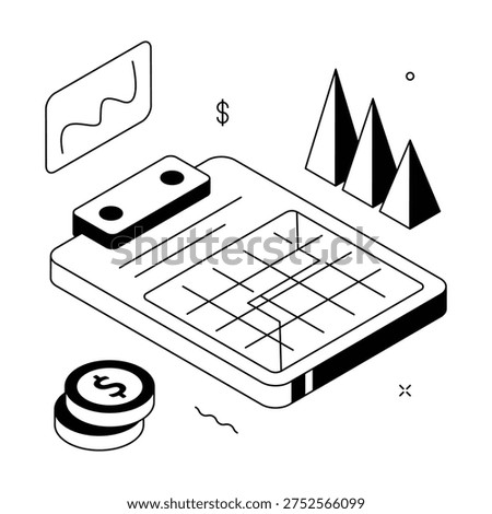 A visually appealing isometric illustration of financial report, premium vector