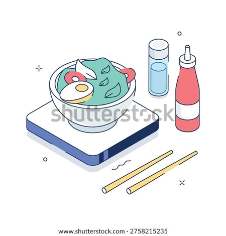 A visually appealing isometric illustration of salad bowl