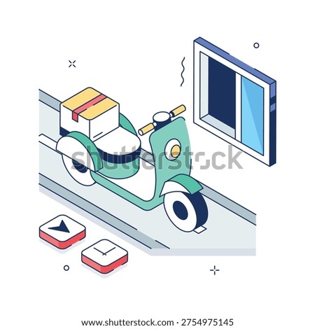 A visually appealing isometric illustration of scooter delivery